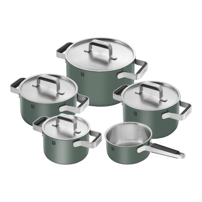 Zwilling Sada třívrstvého nerezového nádobí s keramickým povrchem Pure, 5 ks, zelená 1028854
