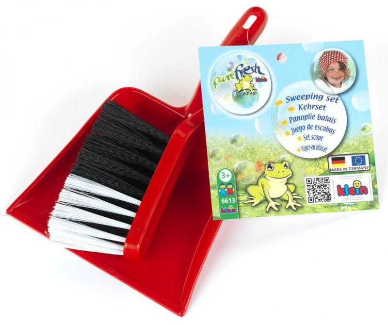 Klein Uklízecí set červený plastový smetáček a lopatka