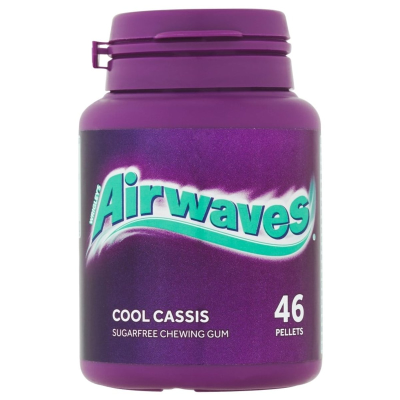 Wrigley's Airwaves Cool Cassis Žvýkačky bez cukru s příchutí mentolu a černého rybízu