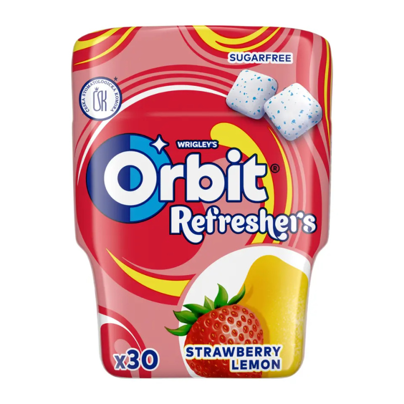 Orbit Refresher Jahoda a citron - žvýkačky - dóza, 30 ks