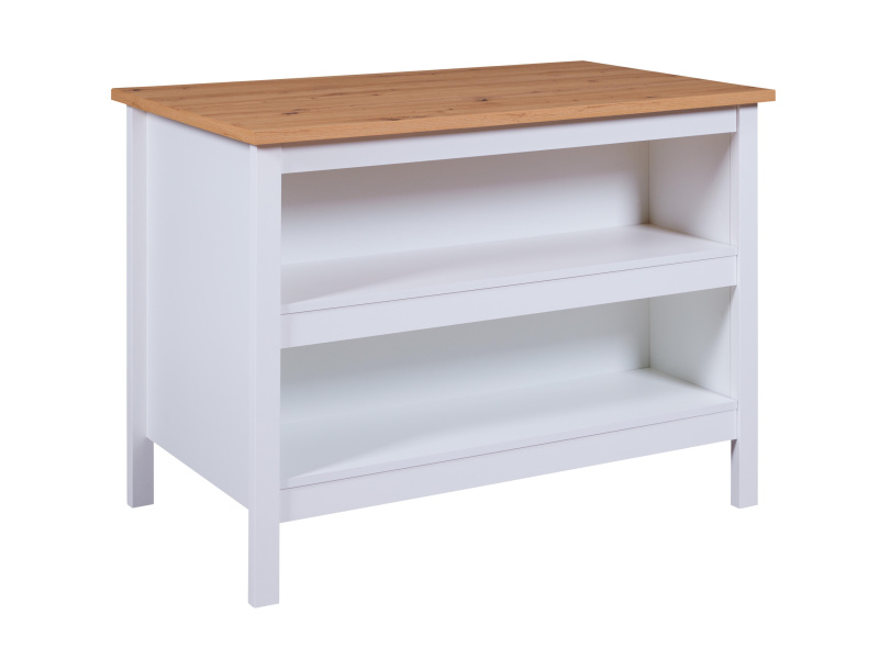 Inter Link Kuchyňský ostrůvek s pracovní plochou a barovým pultem. (Julina, bílá/dub Artis.)