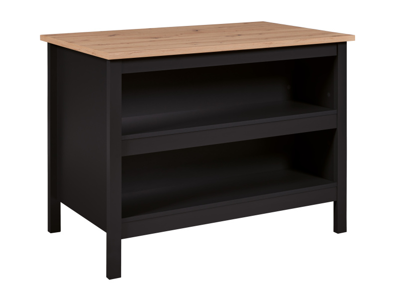 Inter Link Kuchyňský ostrůvek s pracovní plochou a barovým pultem. (Helina, černá/dubová Artis.)