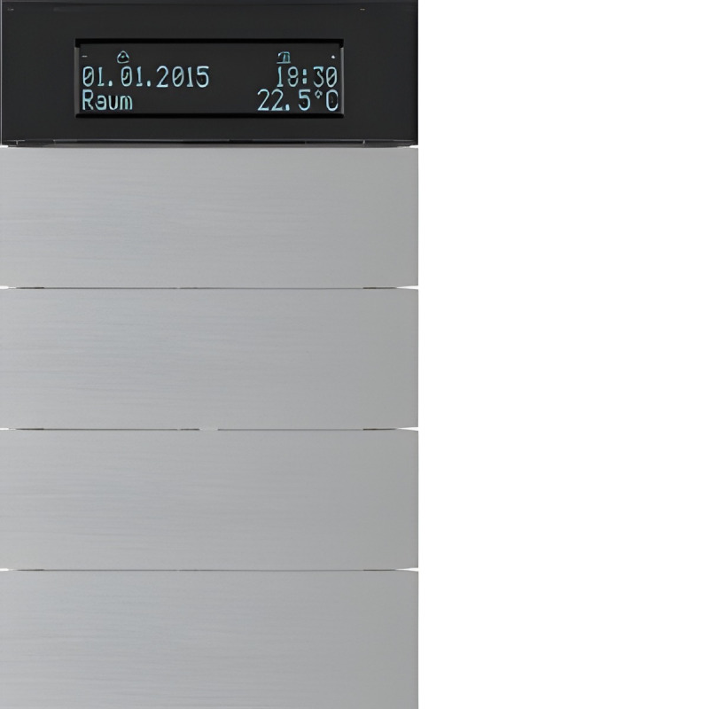 HAG 75664594 Senzor, tlačítkový, 4-násobné s pokoj. termostatem a displejem, B.IQ, Alu