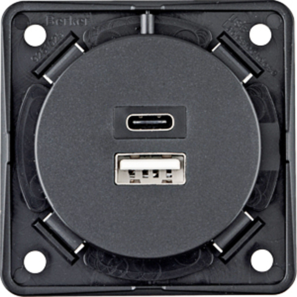 Nabíjecí zásuvka Berker s USB-A/-C 12V, matná antracit