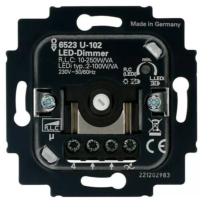 LED stmívač 6523 U-102 Busch-Jaeger / 100 W / 0 - 35 °C / montáž pod omítku / černá Varianta: ivi1