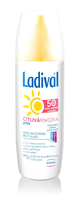 Ladival Citlivá Pokožka Plus transparentní ochranný sprej proti stárnutí pokožky pro citlivou pokožku SPF 50+ 150 ml