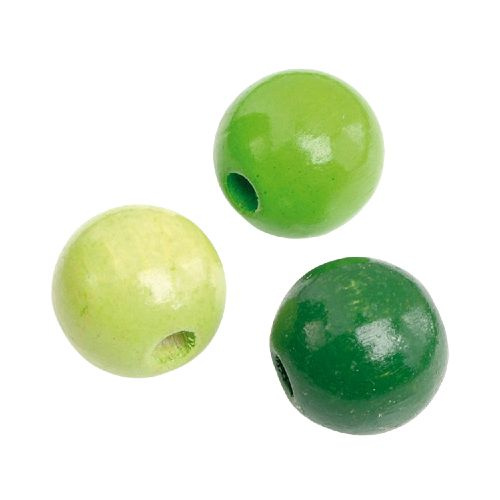 Dřevěné korálky 15mm (15ks) mix zelený listový
