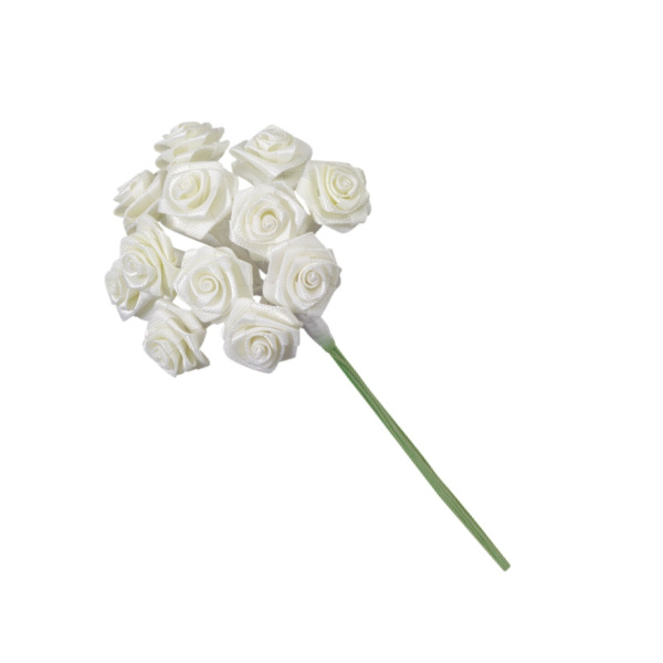 Kytice látkových růžiček - krémová (12ks)