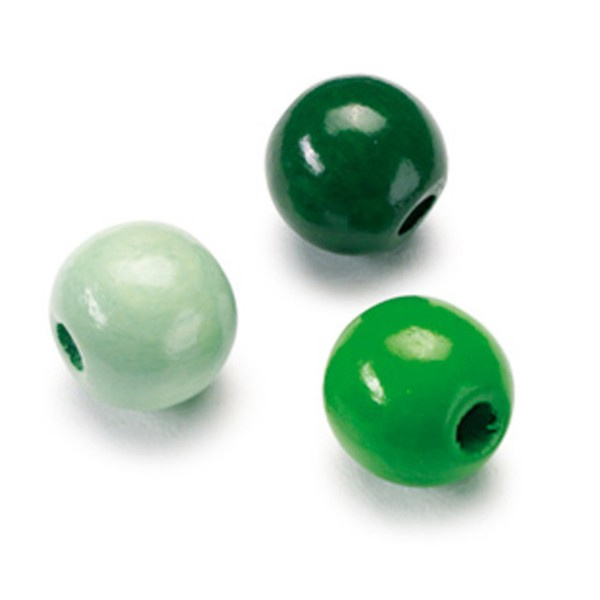Dřevěné korálky 10mm (50ks) mix zelený