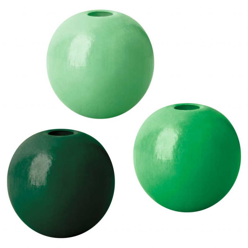 Dřevěné korálky 15mm (15ks) mix zelený