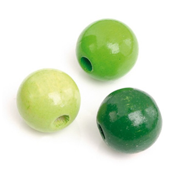 Dřevěné korálky 8mm (85ks) mix zelený listový