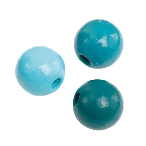 Dřevěné korálky 15mm (15ks) mix tyrkysový
