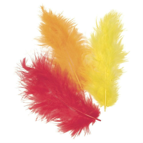 Dekorativní peříčka Marabu mix - červená, žlutá, oranžová 15 ks / 10 cm DAVER, spol. s r.o.