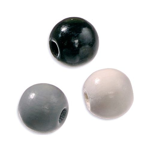 Dřevěné korálky 10mm (50ks) mix černo-bílý