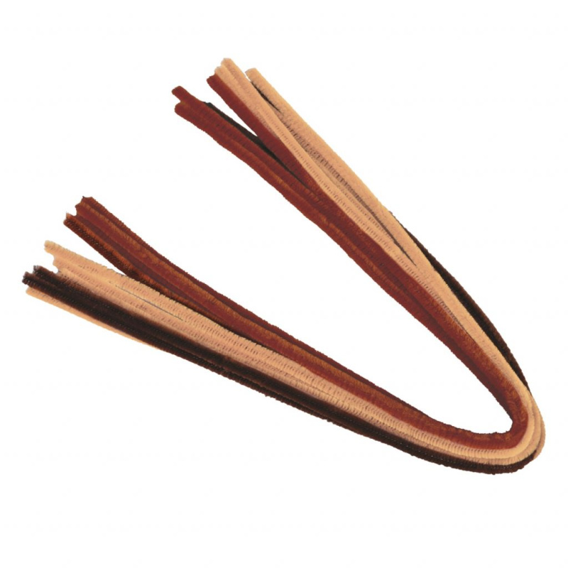 Chlupaté modelovací drátky (10ks) - mix hnědé