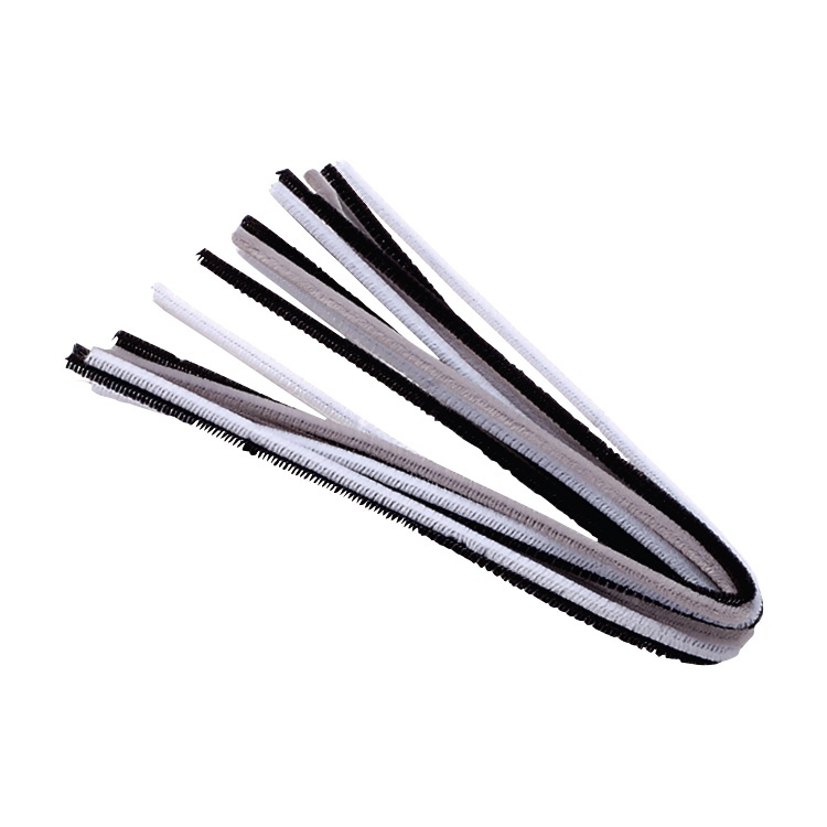 Chlupaté modelovací drátky (10ks) - černé, bílé, šedé