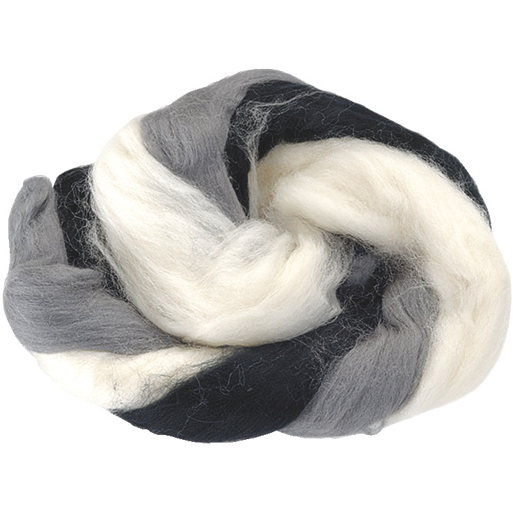 Merino 50g vlna bílo- černý mix