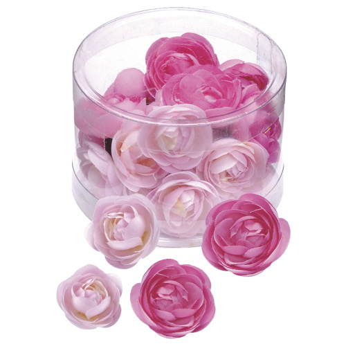 Látkové květy růže (20ks) růžové