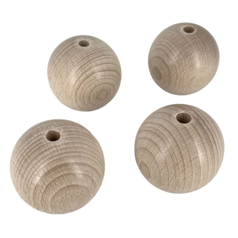 Dřevěné koule přírodní 50mm s otvorem (4ks)
