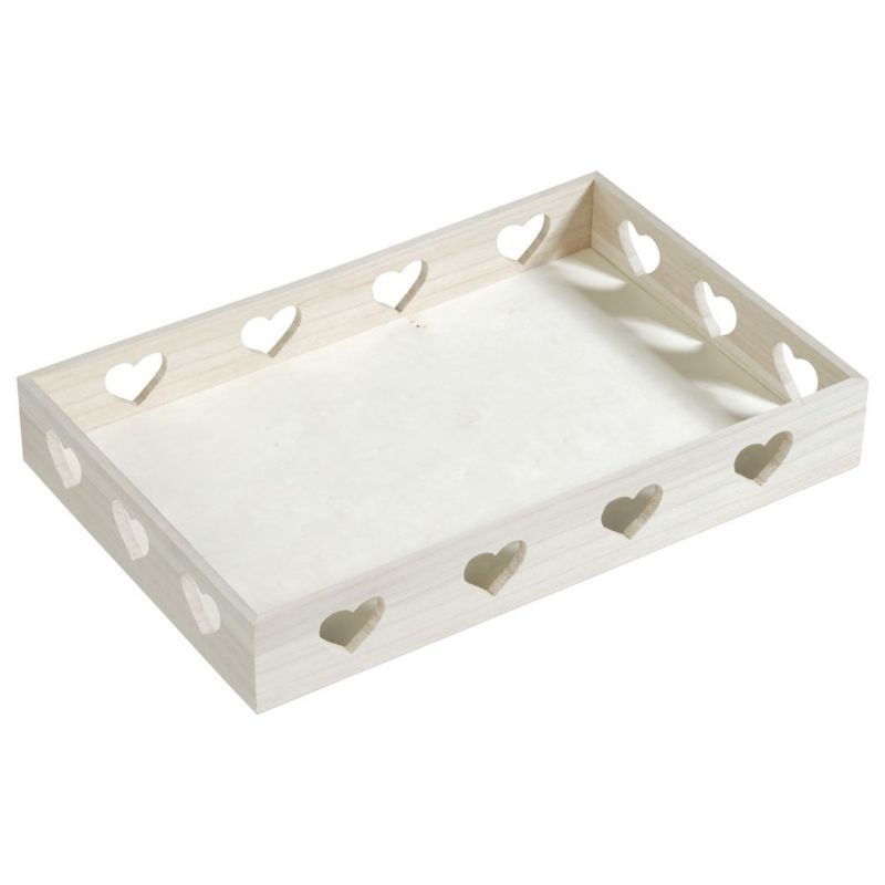 Dřevěný podnos se srdíčky obdélníkový 40x26cm