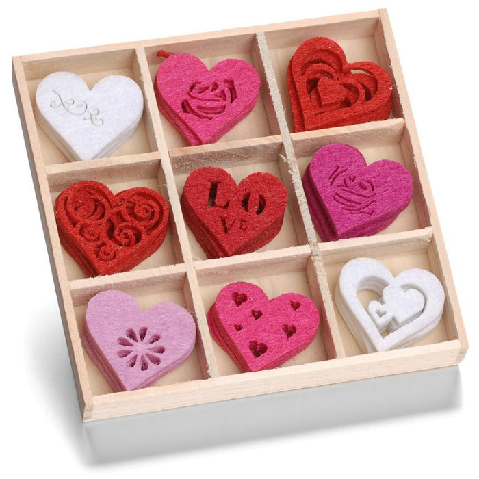 HEYDA Sada filcových dekorací v krabičce - srdce DAVER, spol. s r.o.