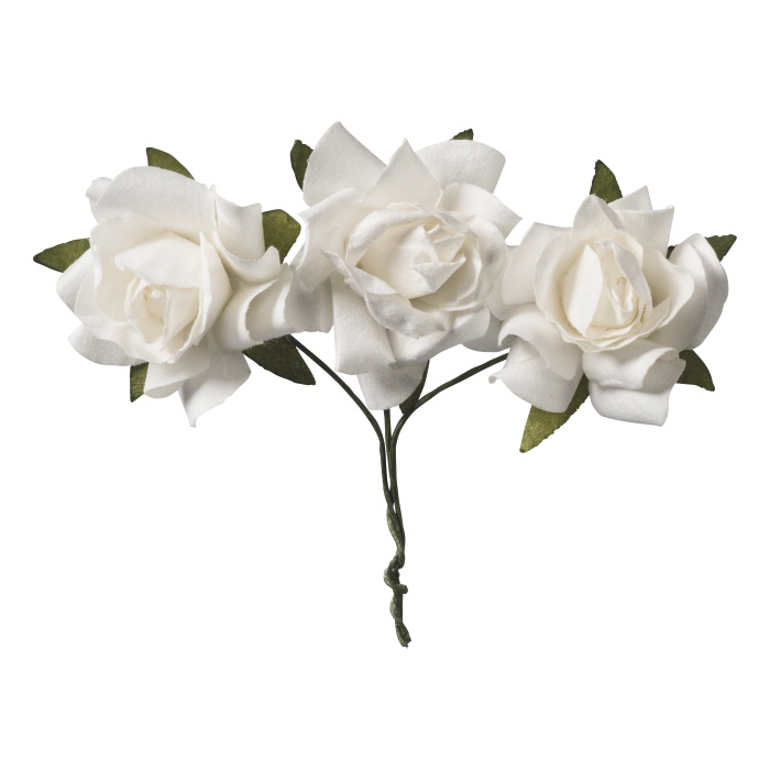 Papírové růžičky - bílé (9ks)