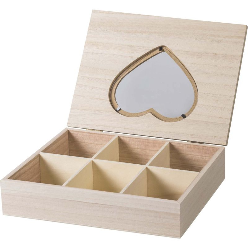 Dřevěná krabička obdelníková se šesti přihrádkami 24x18x6cm