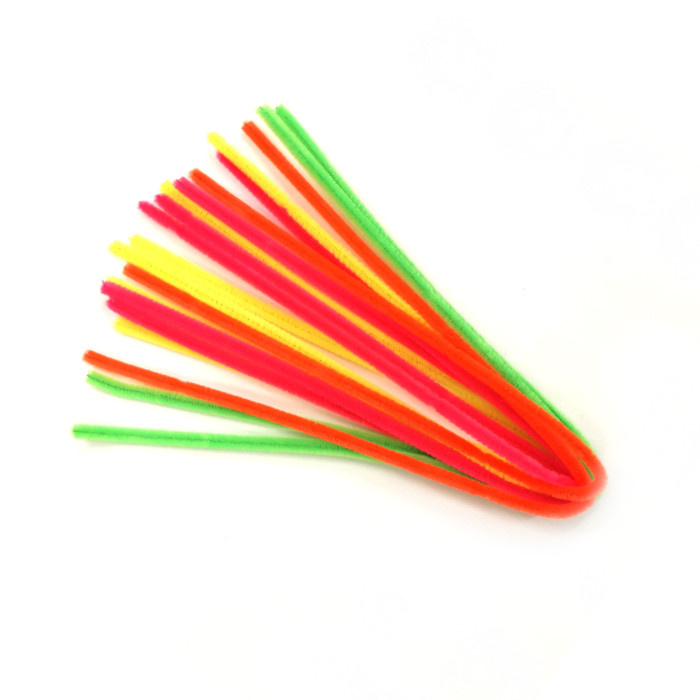 Chlupaté modelovací drátky (10ks) - mix neonové