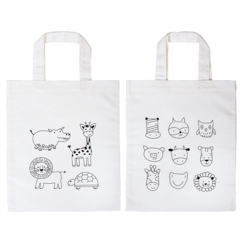 Plátěná taška s krátkým uchem Zvířátka 30 x 25 cm (2ks)