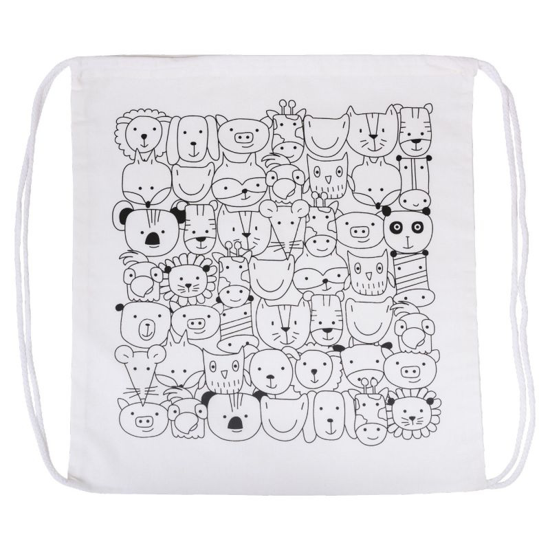 Plátěný batoh se stahovacími šňůrkami Zvířátka (38 x 42 cm)