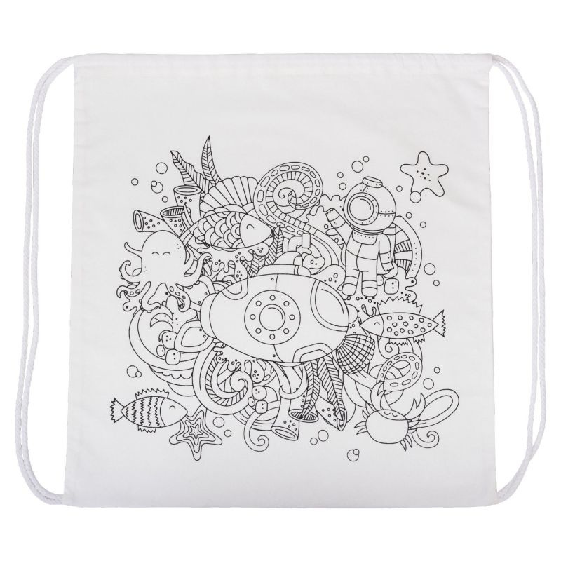 Plátěný batoh se stahovacími šňůrkami Mořský svět (38 x 42 cm)