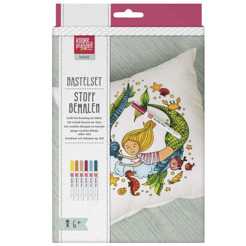 Povlak na polštář Mořská panna (40 x 40 cm) + sada fixů na textil (6ks)