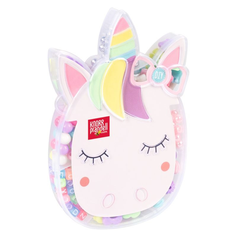 Plastové korálky navlékací sada v dárkové krabičce (57g) jednorožec