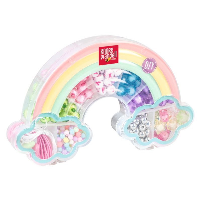 Plastové korálky navlékací v plastové krabičce (36g) duha