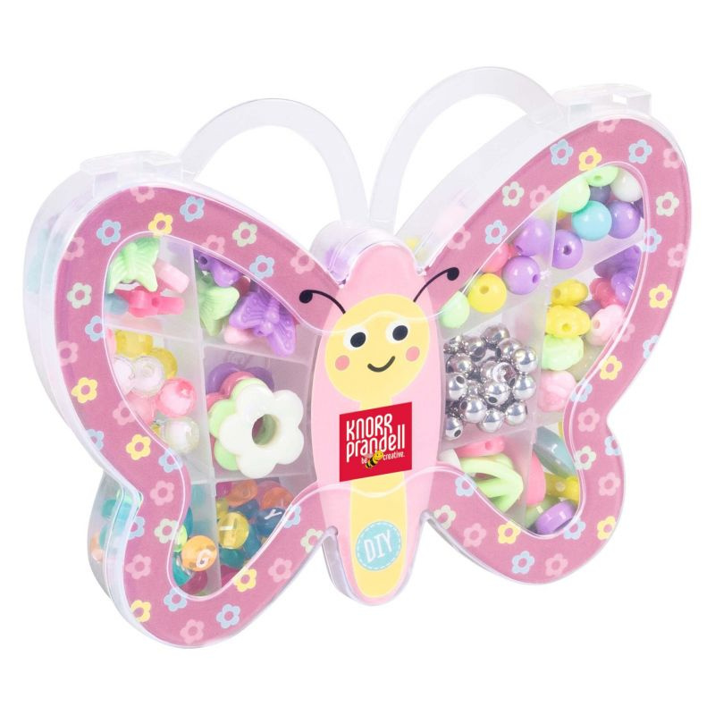 Plastové korálky navlékací v plastové krabičce (38g) motýl