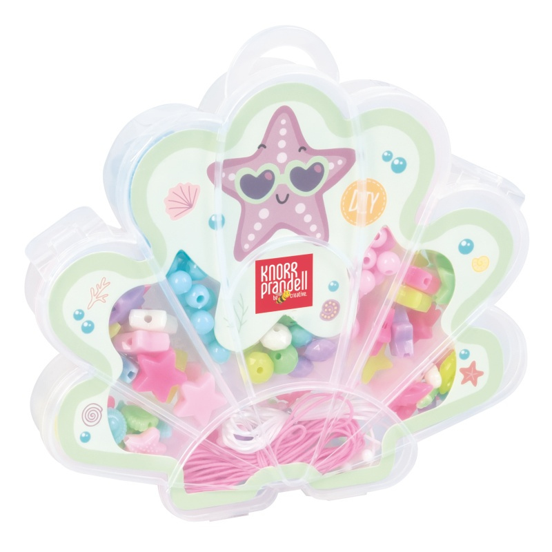 Plastové korálky navlékací sada v dárkové krabičce (40g) mušle