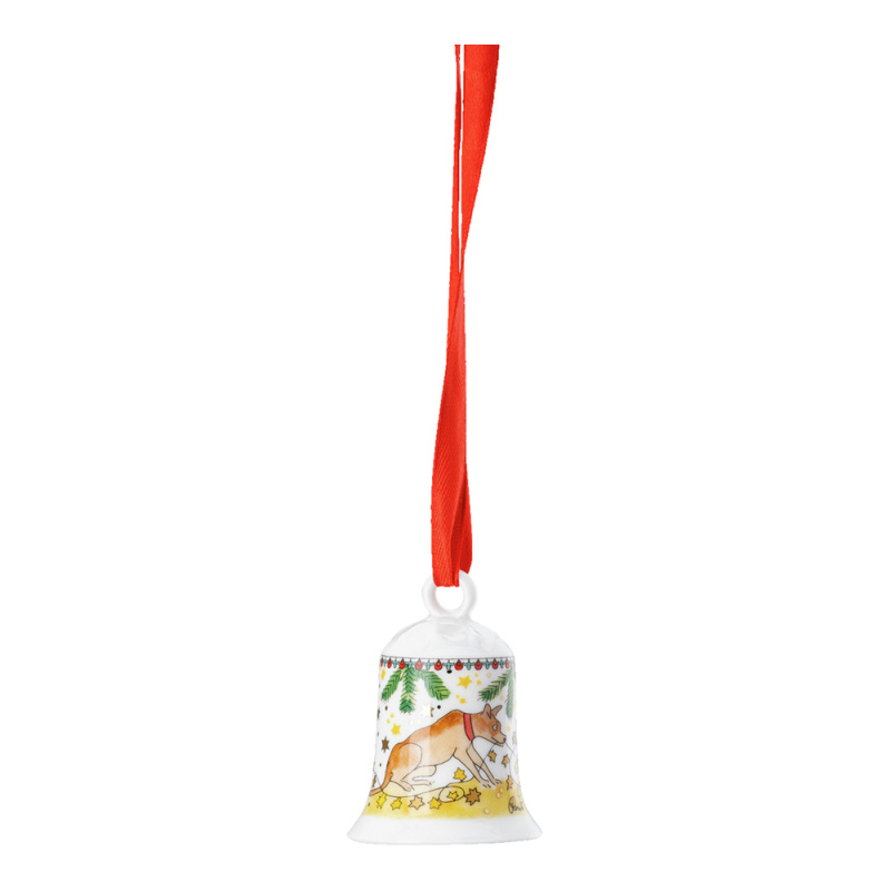 Rosenthal Porcelánový mini zvonek, motiv Pes, Vánoční světýlka, 5 cm 02250-727476-27919