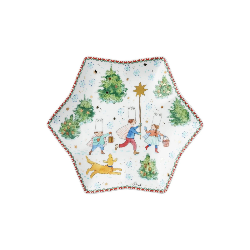 Rosenthal Vánoční talíř ve tvaru hvězdy, Vánoční radovánky, Ø 24 cm 02473-727496-25381