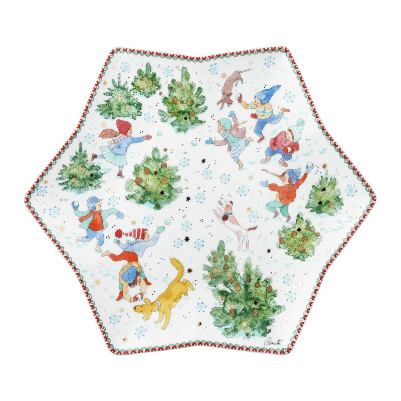 Rosenthal Velký vánoční talíř ve tvaru hvězdy, Vánoční radovánky, Ø 34 cm 02473-727496-25384