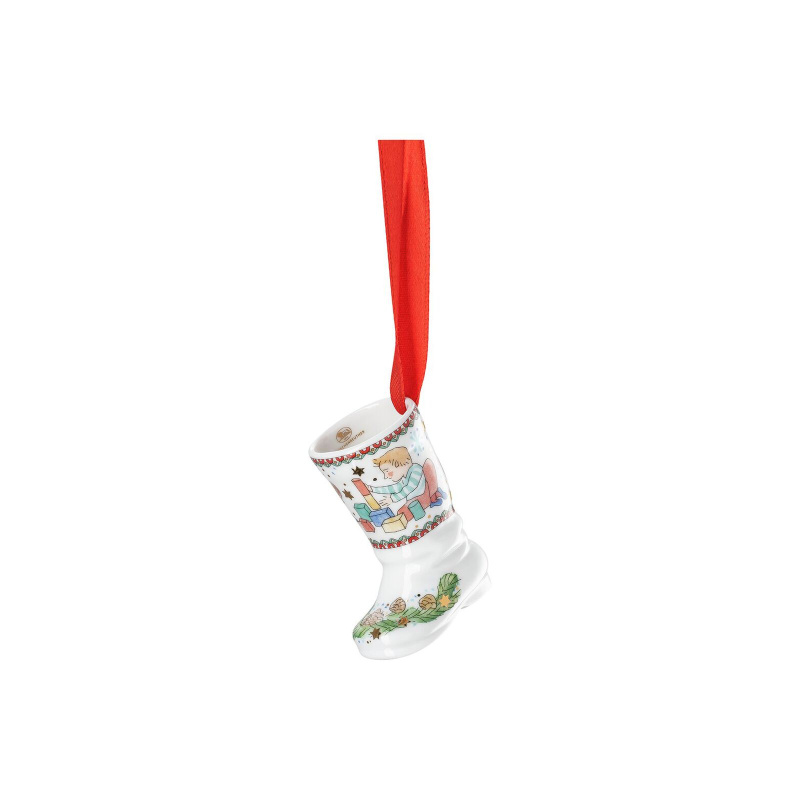 Rosenthal Porcelánová mini bota, motiv Dřevěné kostky, Vánoční radovánky, 7 cm 02249-727502-27829