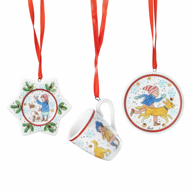 Rosenthal Vánoční set 3 porcelánové mini ozdoby, Vánoční radovánky, 6 cm 02485-727496-28673