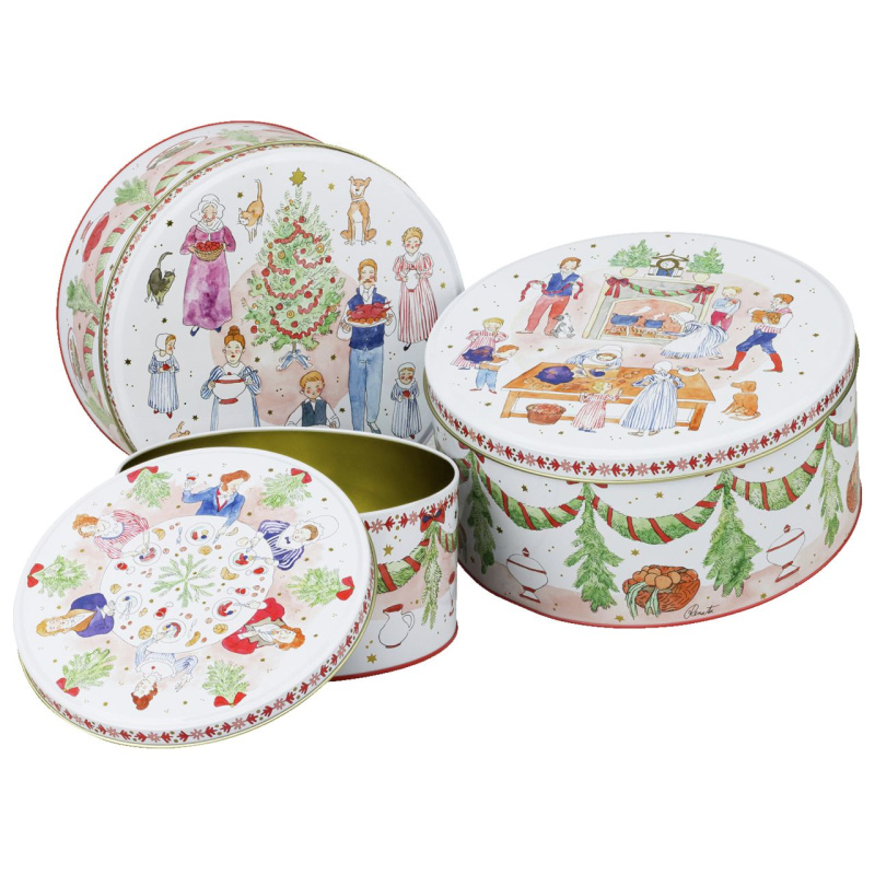 Rosenthal Vánoční sada 3 plechových dóz na cukroví, Vánoční hostina 02426-727522-05583