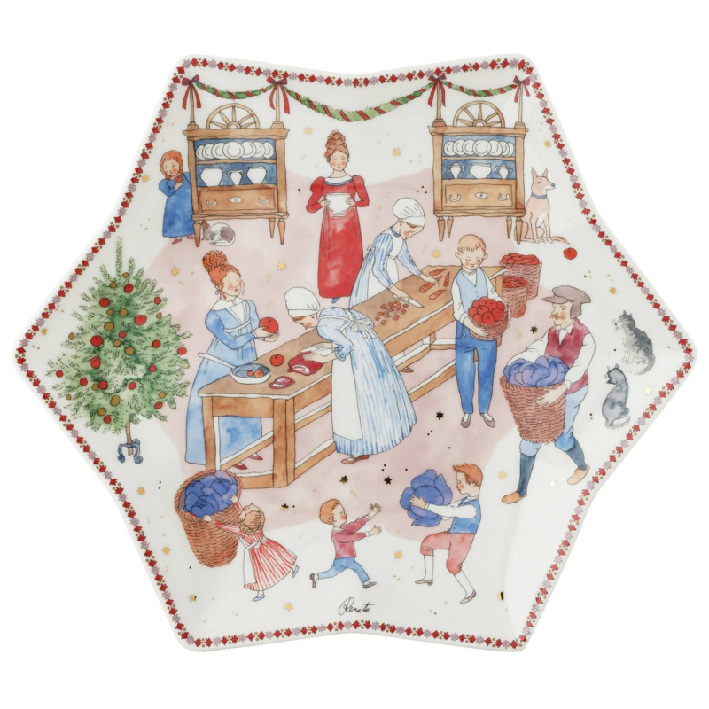 Rosenthal Velký vánoční talíř ve tvaru hvězdy, Vánoční hostina, Ø 34 cm 02473-727522-25384