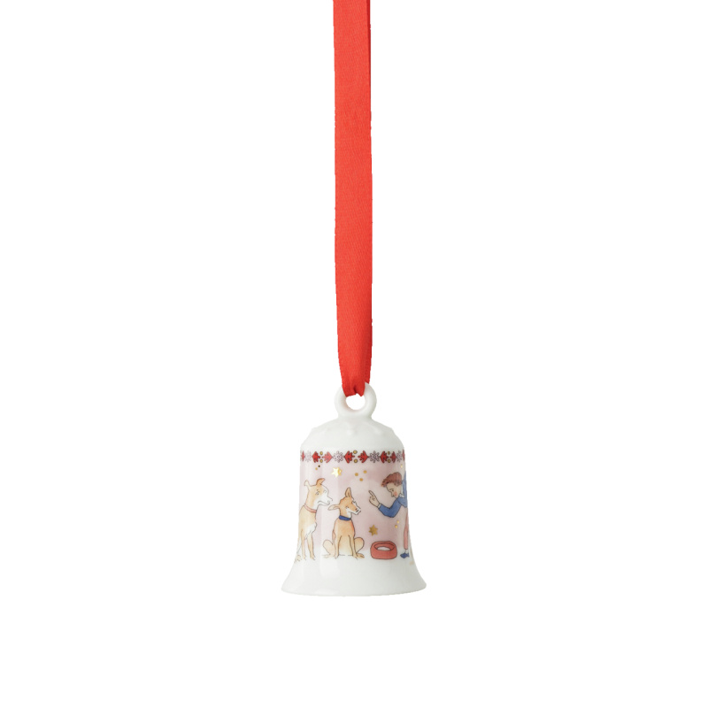 Rosenthal Porcelánový mini zvonek, motiv Pejsci, Vánoční hostina, 5 cm 02250-727524-27919