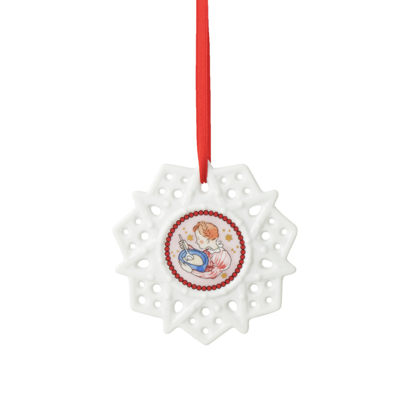 Rosenthal Porcelánová ozdoba Vločka, motiv Dívka s polévkou, Vánoční hostina, Ø 8 cm 02248-727532-27618