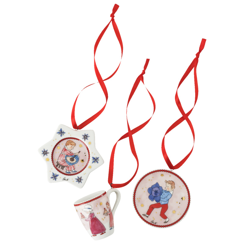 Rosenthal Vánoční set 3 porcelánové mini ozdoby, Vánoční hostina, 6 cm 02485-727522-28673