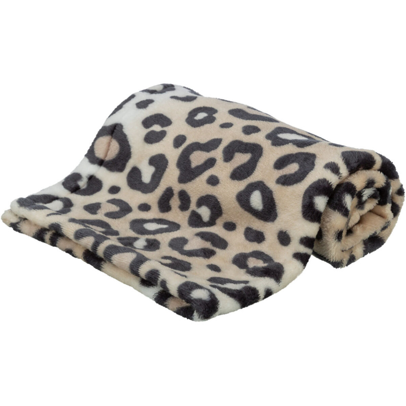 Plyšová deka LEO, vhodná pro alergiky, krémový leopard 100x70cm