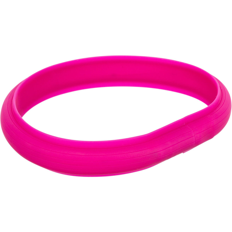 USB svítící obojek PLOCHÝ, růžový - L-XL: 70 cm/30 mm