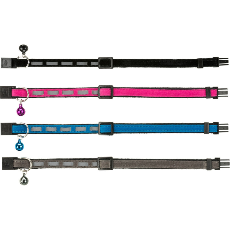 Obojek pro kočku reflexní, sametový 22-36 cm 1 ks