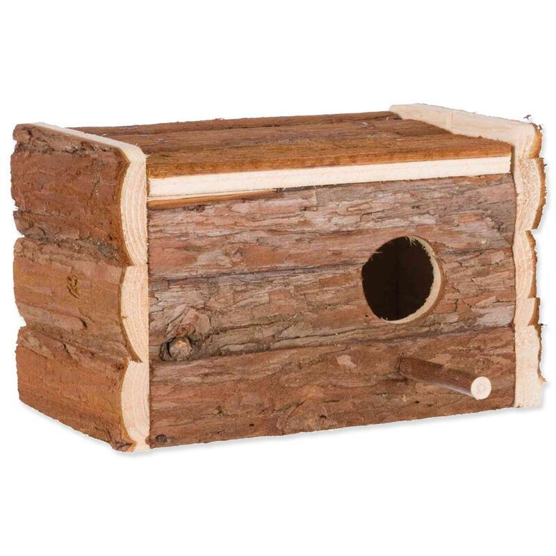 Hnízdící budka z přírodního dřeva pro andulky 21x13x12 cm